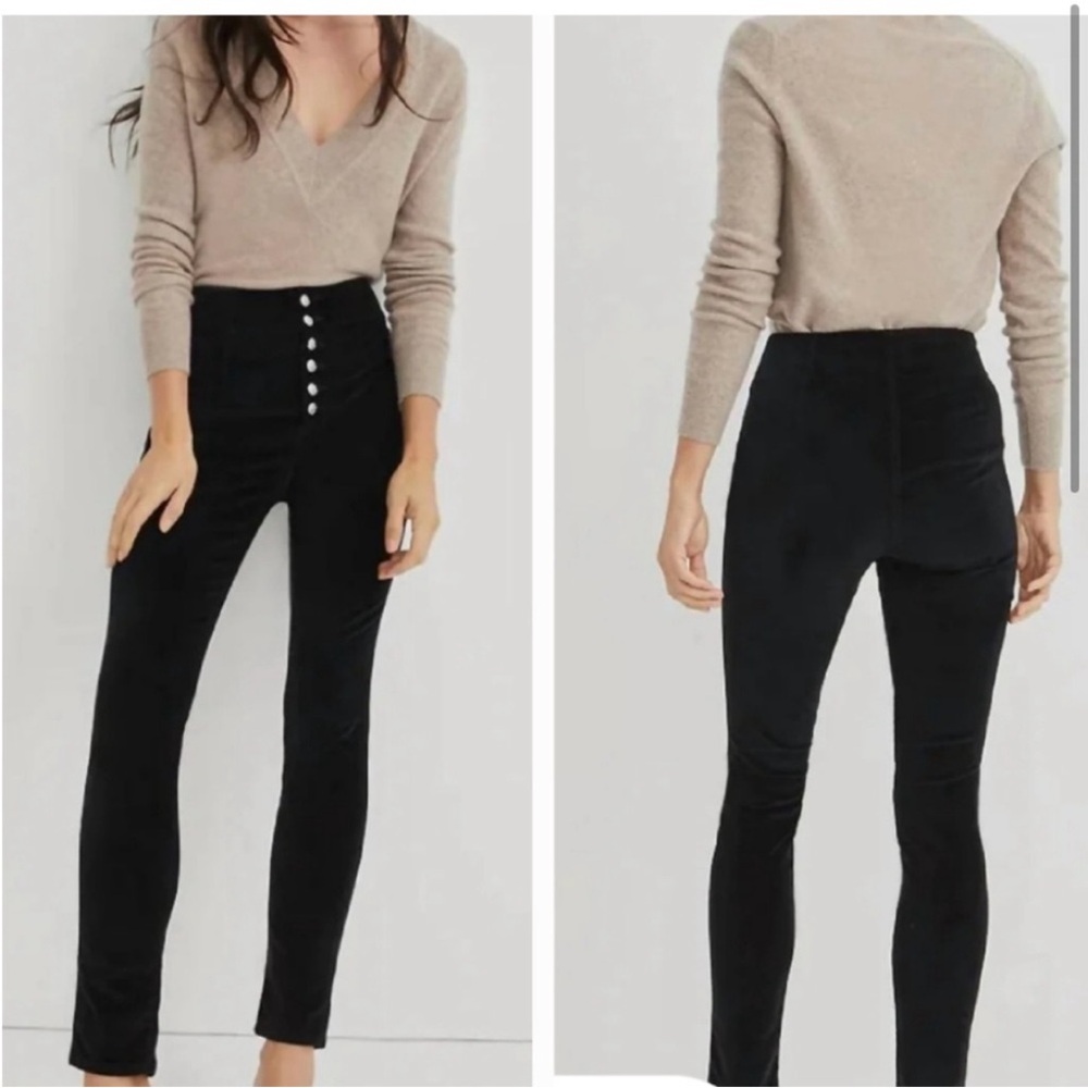 VERONICA BEARD Debbie High Rise Skinny PANTS
Size 26 Black Stretch Velvet